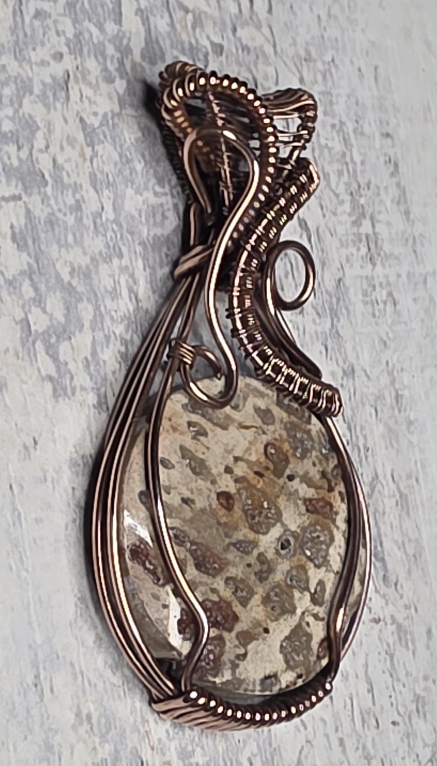 Petrified Wood Copper Wrapped Pendant: