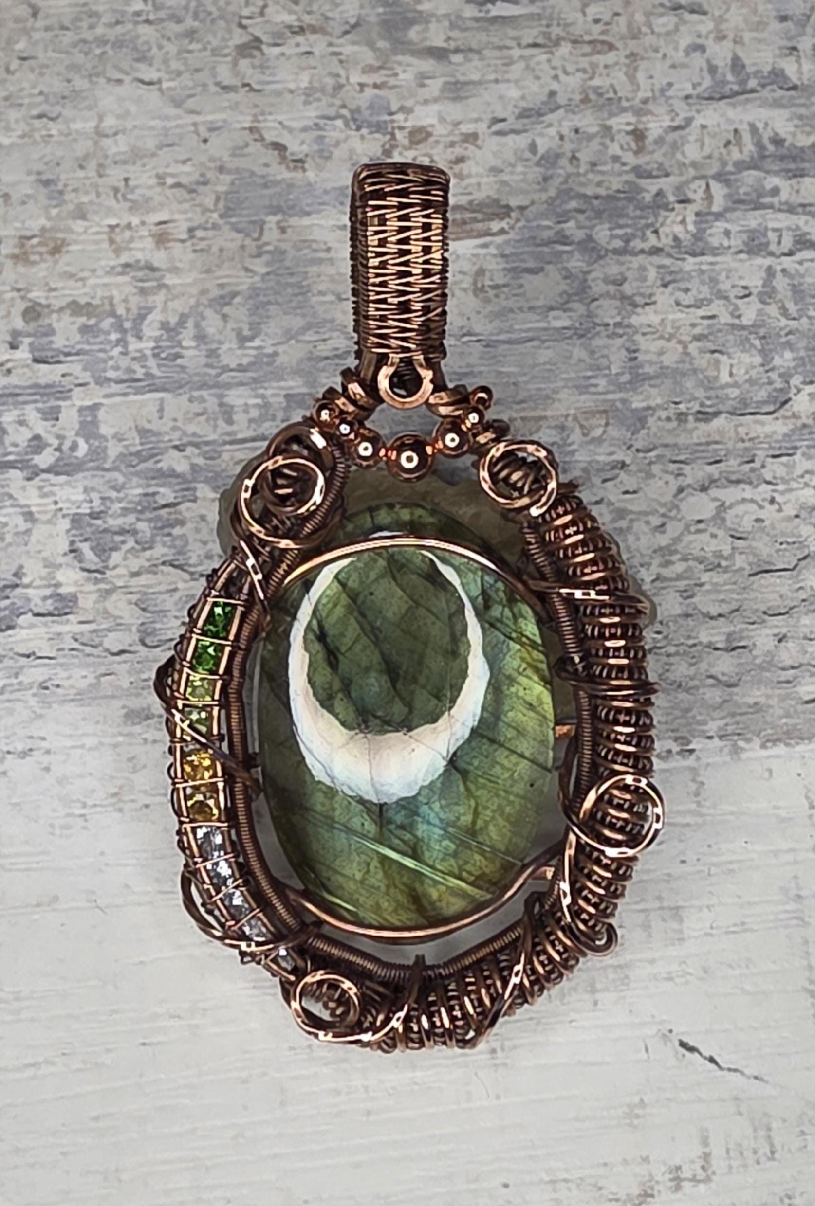 Labradorite Copper Pendant: Accented with Chrome Diopside, Peridot, Citrine & White Sapphire
