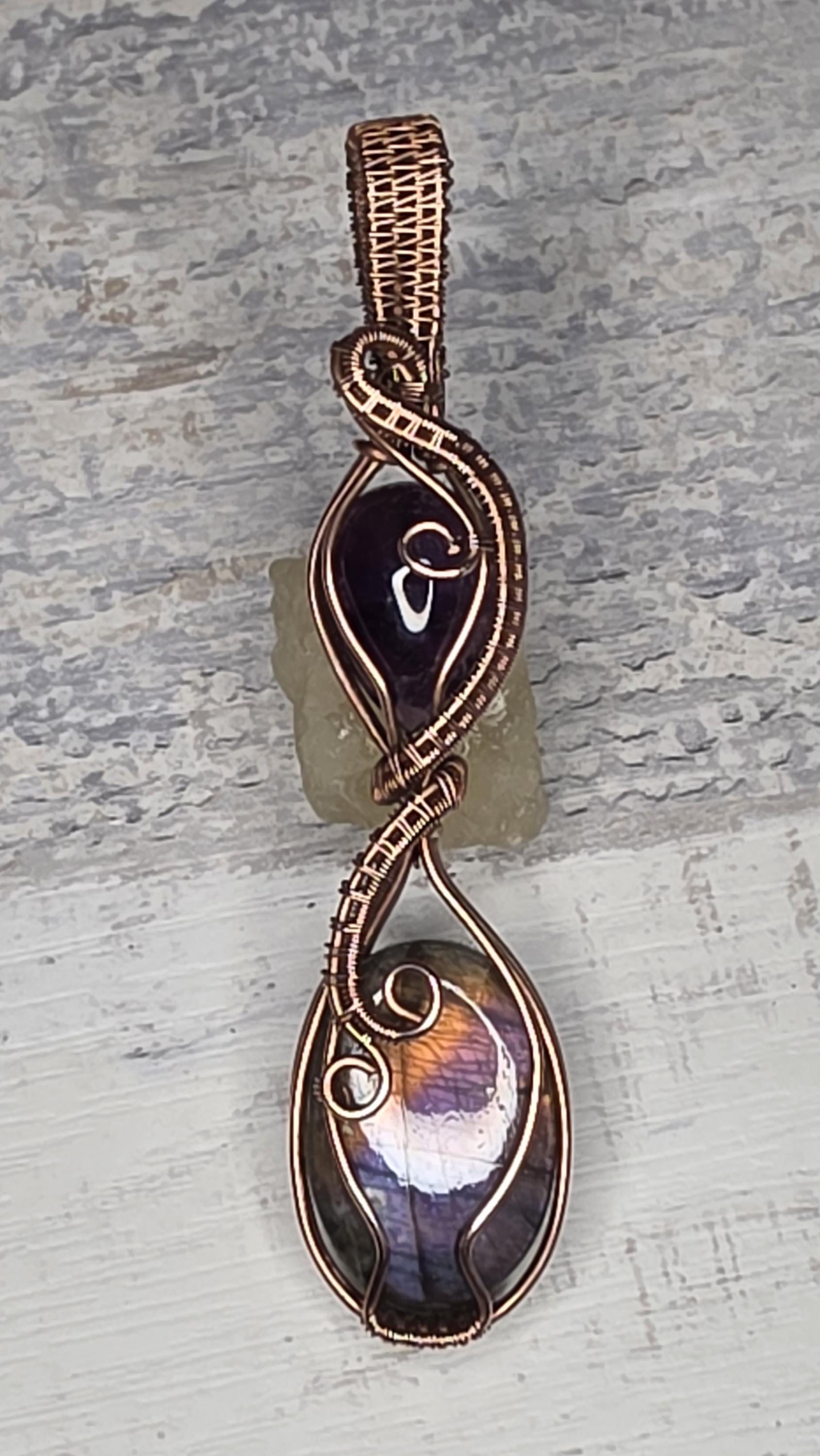 Labradorite and Amethyst Copper Pendant