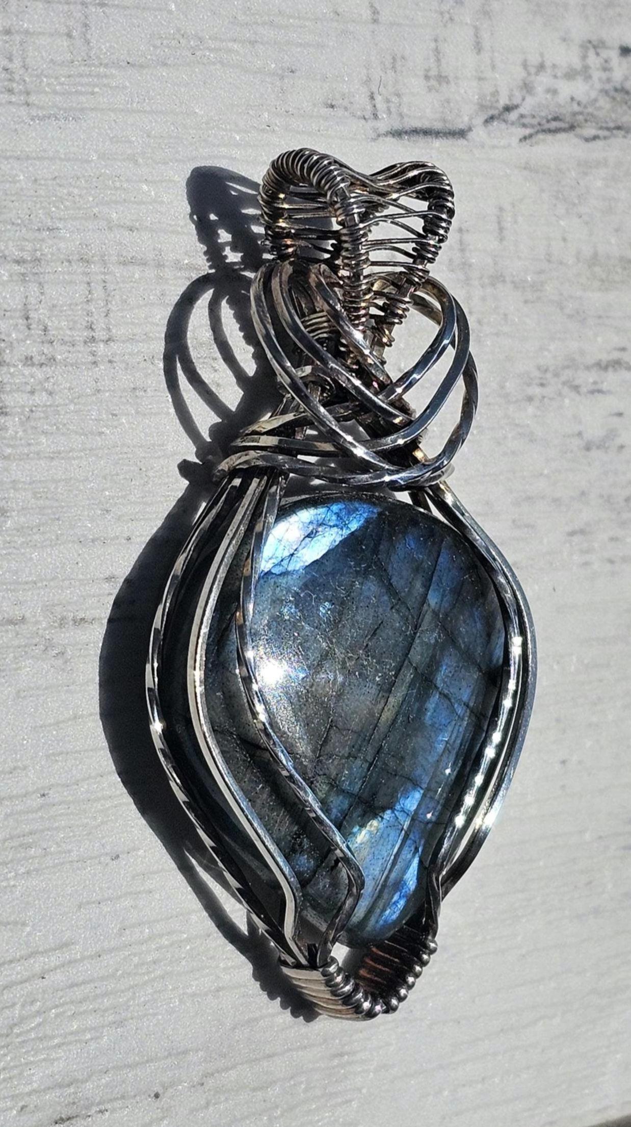 Labradorite wrapped in Sterling Silver Pendant