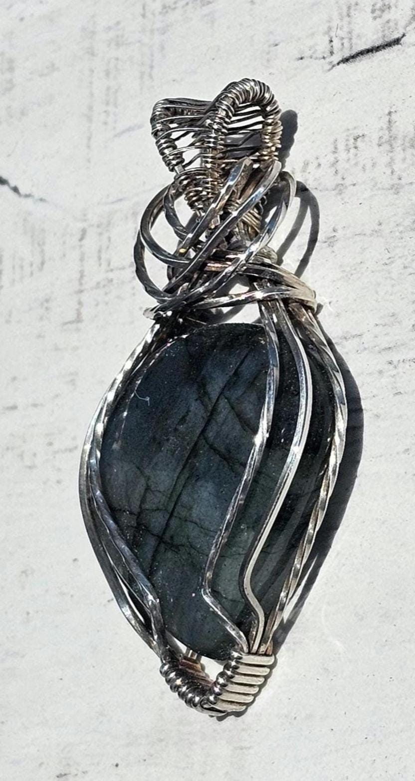 Labradorite wrapped in Sterling Silver Pendant