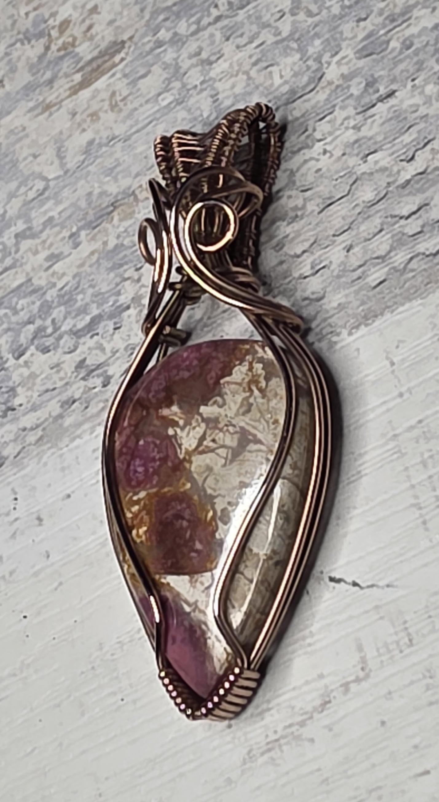 Copper Wrapped Cobaltoan Pendant