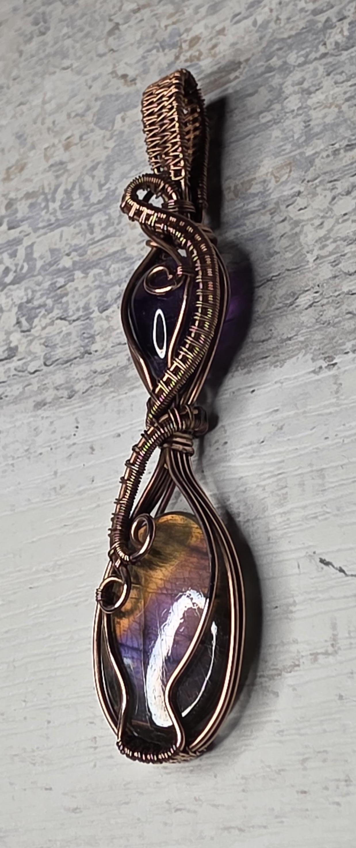 Labradorite and Amethyst Copper Pendant
