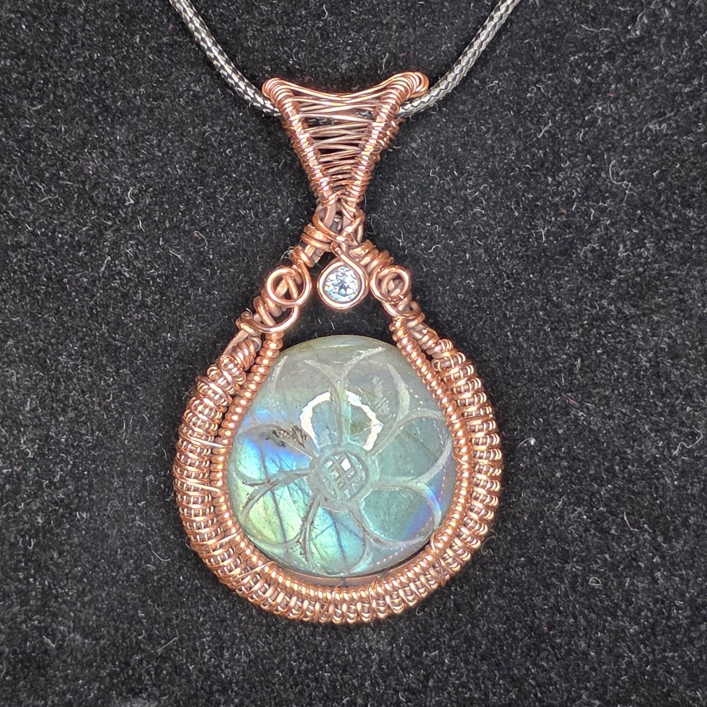 Carved Labradorite copper Pendant