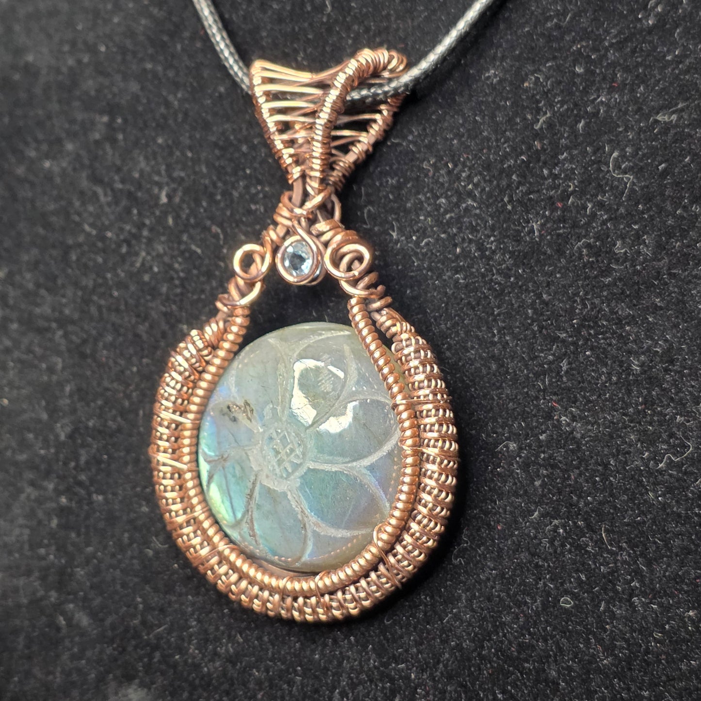 Carved Labradorite copper Pendant